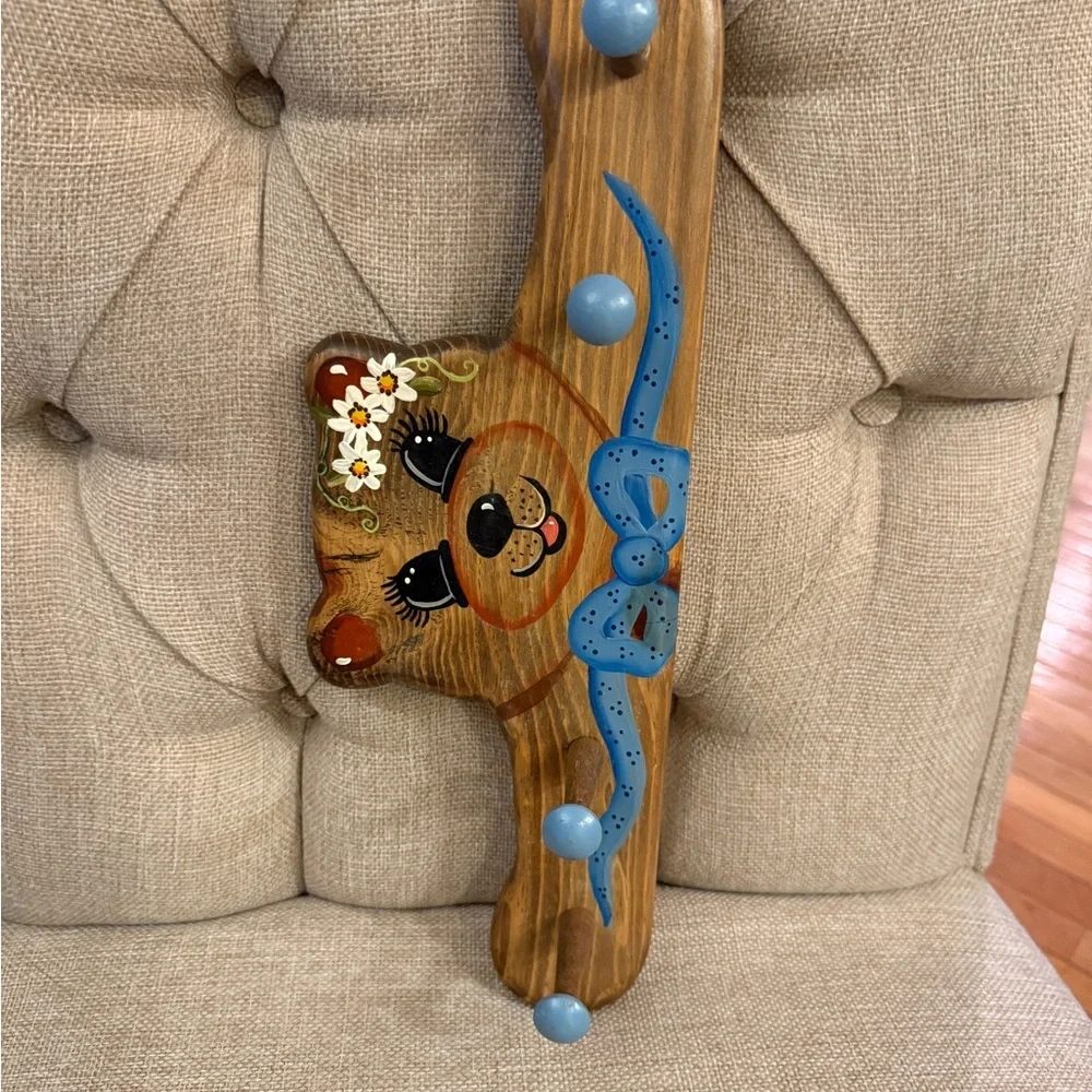 Charming Bear Wall Hook with Blue Accents cottage